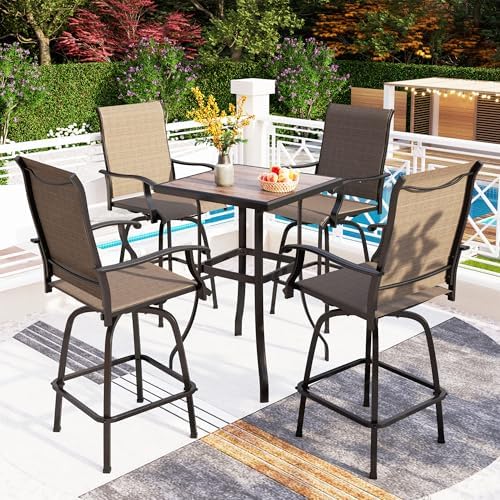 PHI VILLA Outdoor Patio Bar Set of 4, High Top Furniture Set by PHIVILLA