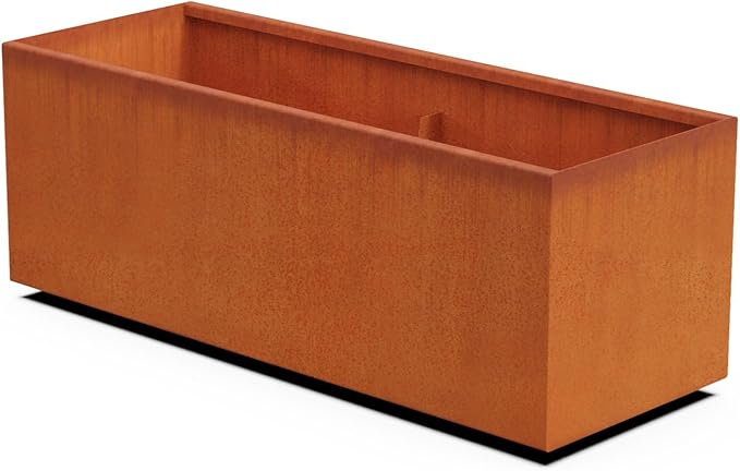 4 FT Corten Steel Planter Box – Large Rectangular Planter for Outdoor Plants | Heavy Duty Metal Garden Bed | Made in USA, Fully Assembled