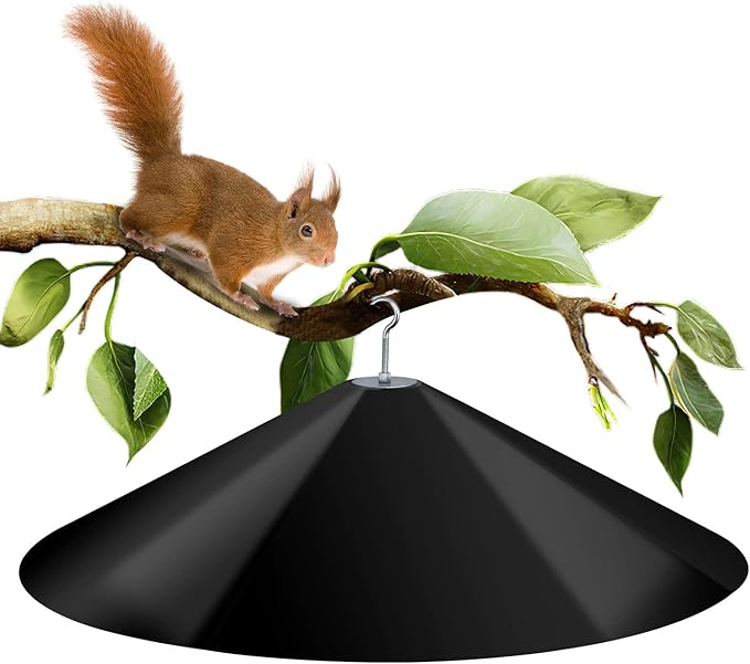 24-inch Large Squirrel Proof Bird Feeders for Outside Hanging,Outdoor Squirrel Baffles for Bird Feeders Pole, Bird House Guard for Outdoor Shepherd’s Hook, Black Color