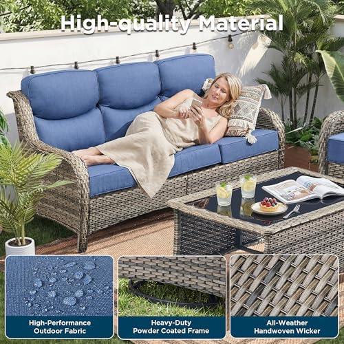 Luxury 6 Pieces Outdoor Patio Furniture Set-All Weather Wicker Outdoor Furniture - Image 5