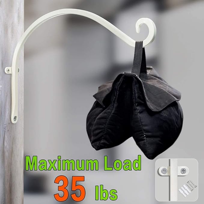 AJART White Plant Hanger Outdoor: 12-Inch Plant Hooks for Wall Indoor - Rust-Resistant Plant Bracket Hook for Hanging Flower Baskets