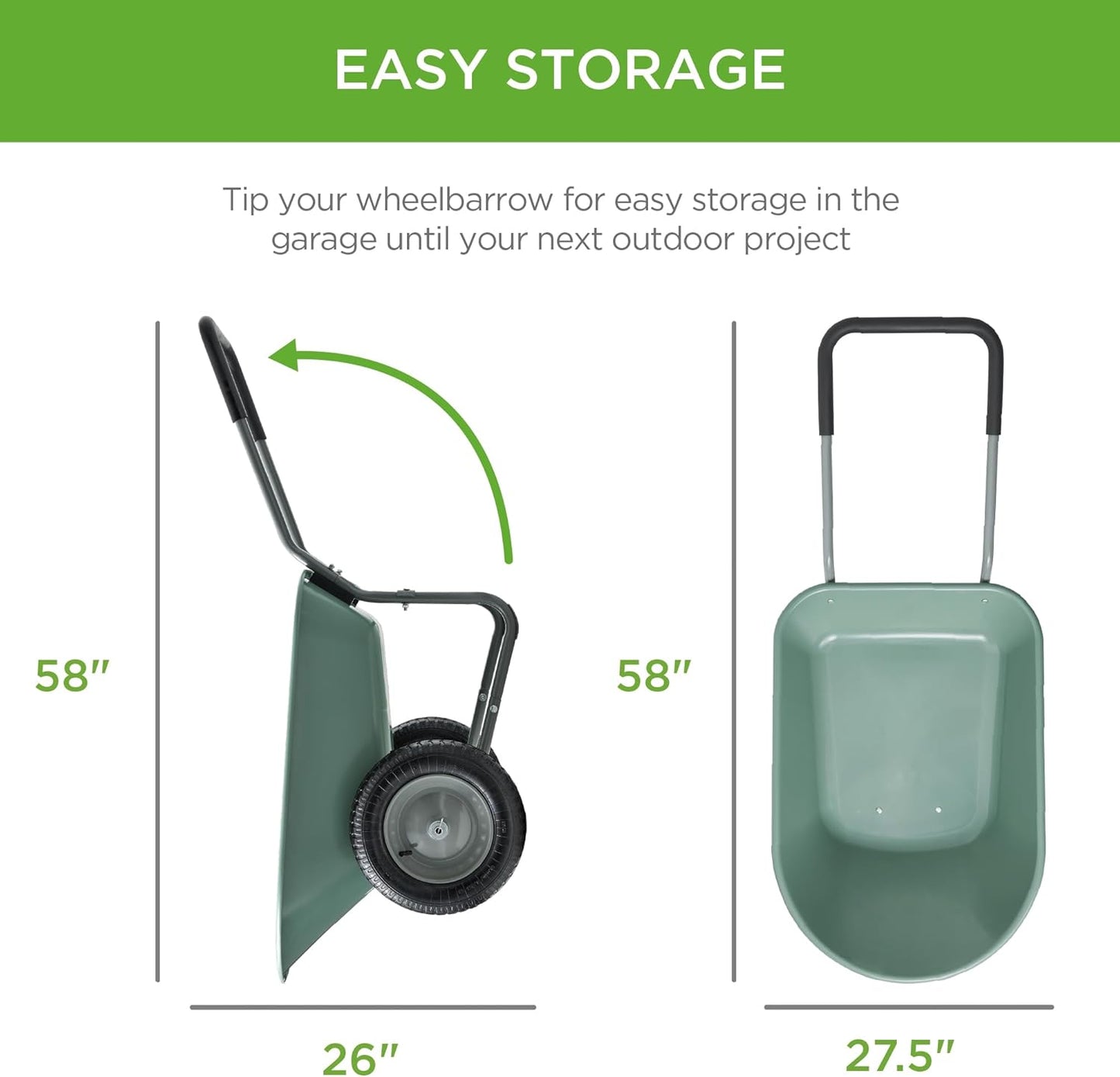 Best Choice Products Dual-Wheel Home Utility Yard Wheelbarrow Garden Cart w/Built-in Stand for Lawn, Gardening, Construction - Seafoam