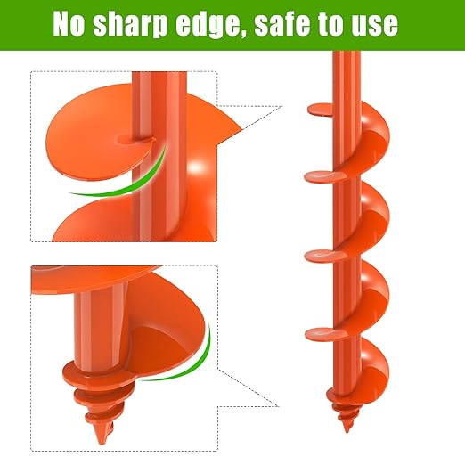 Auger Drill Bit for Planting 3 x 24'', Threaded Garden Auger Post Hole Digger, Spiral Drill Earth Dirt Augers for Bulb, Vegetables, Fence Posts and Umbrella Holes, Fits in 3/8” Drill Chuck