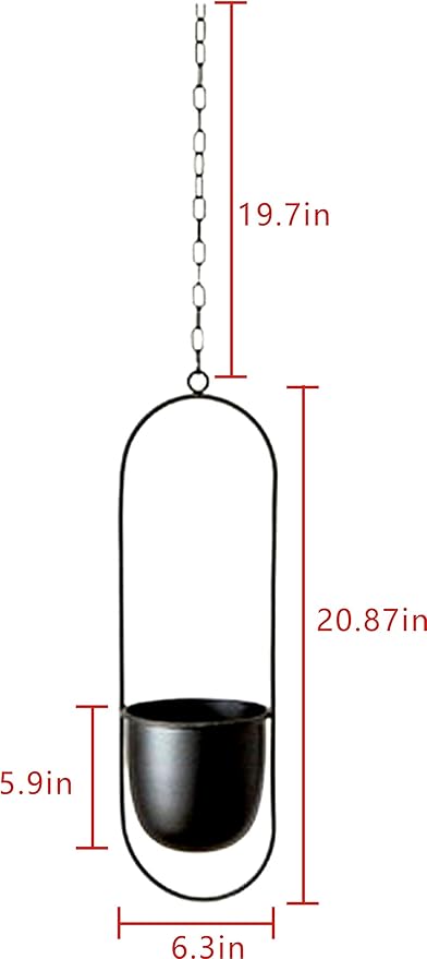 Boho Black Metal Plant Hanger,Metal Wall and Ceiling Hanging Planter, Modern Planter, Mid Century Flower Pot Plant Holder, Minimalist Planter for Indoor Outdoor Home Decor