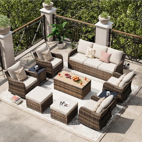 Patio Furniture Set with Swivel Rocking Chairs, 10 Pieces Patio Conversation Set - Image 3