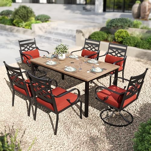 PHI VILLA Patio Dining Set, Swivel Chairs, Metal Table by PHIVILLA