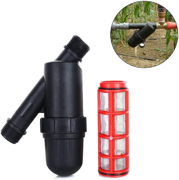 Estink Irrigation Filter, 3/4in Screen Irrigation Filter Y Water Filter Strainer Stainless Steel Screen Inline Filter Mesh Conditioning Strainer 120 PSI for Garden Greenhouse Agricultural