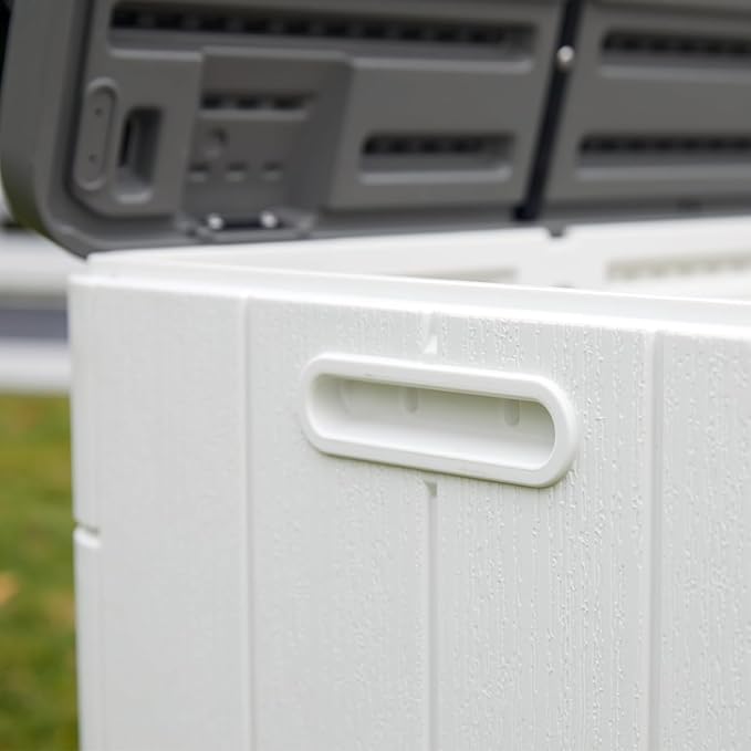 100 Gallon Outdoor Storage Box Waterproof Lockable Resin Deck Box Large, Patio Storage Bin for Pool Accessories Cushion Furniture, Garden Tools, UV-Resistant Outside Delivery Black&White