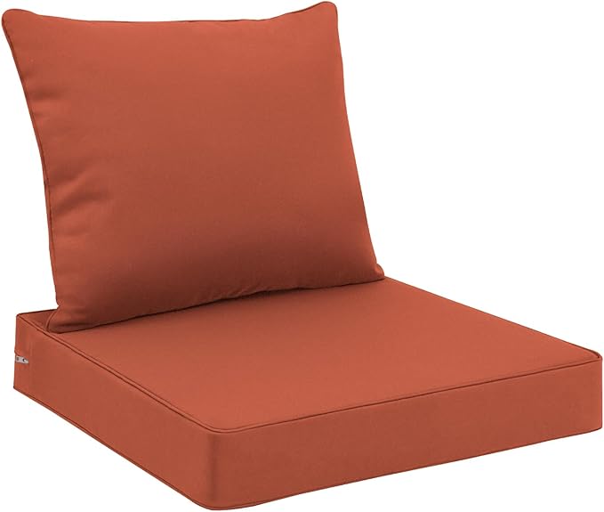 Favoyard Outdoor Seat Cushion Set 22 x 22 Inch Waterproof & Fade Resistant Patio Furniture Cushions with Removable Cover Deep Seat & Back Cushion with Handle and Adjustable Straps for Chair Sofa Couch
