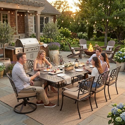 9-Pcs Cast Aluminum Patio Dining Set - Image 2