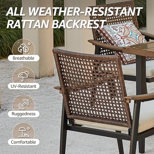 7 Piece Patio Dining Set, Rattan Wicker Patio Chairs Set - Image 4