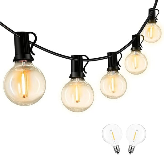 50FT LED Globe String Lights,Waterproof Hanging String Light with 25 Warm White Shatterproof G40 Bulbs(2 Spare), for Indoor/Outdoor Commercial Decor (50FT)