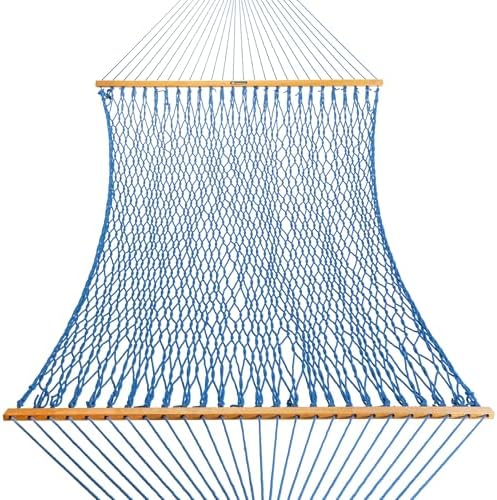 Original Pawleys Island Deluxe Coastal Blue DuraCord Rope Hammock – 13 ft. x 65 - Image 3