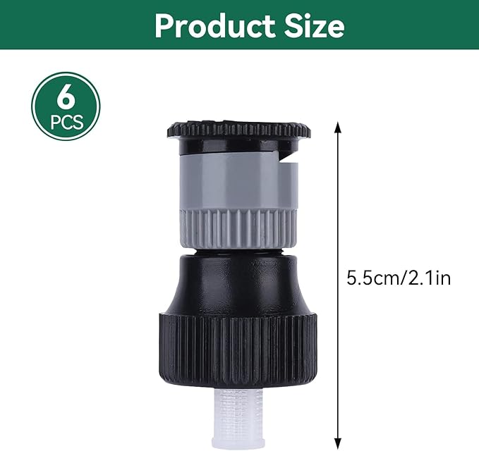 6PCS Lawn Sprinkler Garden Sprinkler, 360° Rotating Buried Spray Nozzle Large Area Coverage Automatic Lawn Sprinkler Heads G1/2 Female Thread Adjusted Watering Sprinkler for Lawn Yard Garden Planter