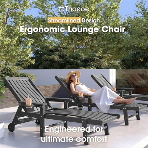 THOEOE Outdoor Chaise Lounge Chair Set of 2, HDPE Pool Lounge Chair - Image 3