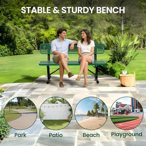6 Feet Steel Park Bench for Outside, Outdoor Bench - Image 4