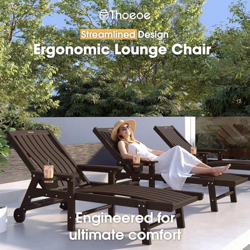 THOEOE Outdoor Chaise Lounge Chair Set of 2, HDPE Pool Lounge Chair - Image 3