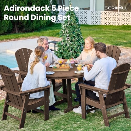 SERWALL Outdoor Adirondack Dining Chair Set of 2, All Weather HDPE - Image 2