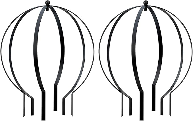 2 Pcs Large Metal Circle Trellis Garden Obelisk Sculpture Globe Trellis for Climbing Plants Outdoor Potted Round Planter Trellis Garden Decor for Patio Doorway Black 18.50 x14.96''