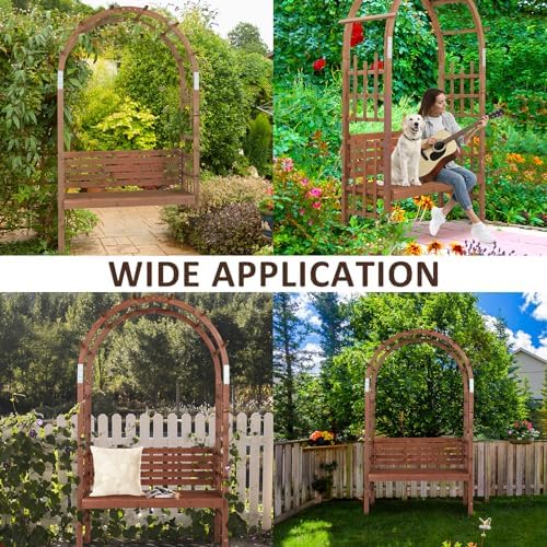6.8 FT Wooden Garden Arch With Bench - Image 6