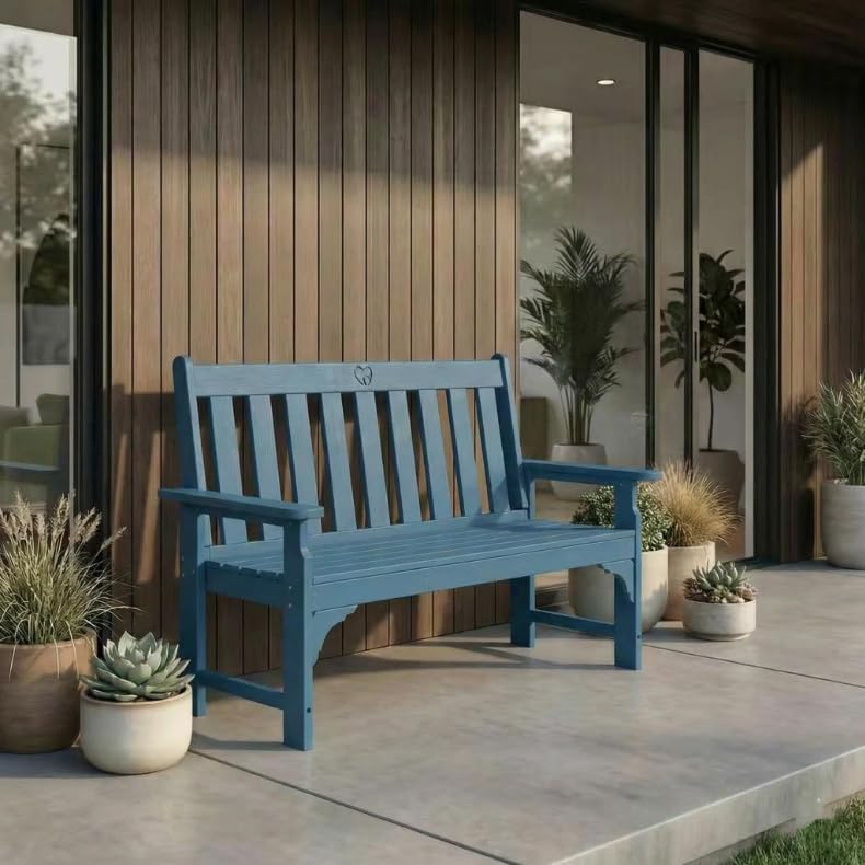 2-Person Outdoor Garden Bench, HDPE All-Weather Patio Bench by YourPerfectOutdoorEscape