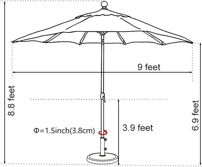EliteShade USA 10-Year-Non-Fading 9Ft Market Umbrella Patio Umbrella Outdoor Table Umbrella with Ventilation, Burgundy