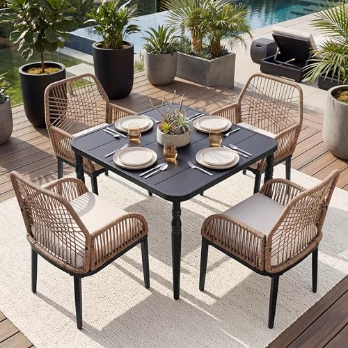 NUU GARDEN 5-Piece Outdoor Dining Set, Outdoor Table and Chairs, All Weather - Image 2