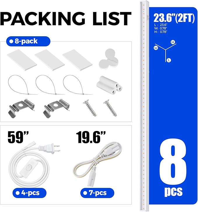 Barrina T5 Grow Lights for Indoor Plants, Full Spectrum Grow Light, 2ft 80W (8 x 10W), Plant Lights for Indoor Plants Growing, Pinkish White, 8-Pack