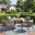 Patio Dining Set, 40.7" Round Table & Grey Cushioned Wicker Chairs by ProvideOutdoorSolutions