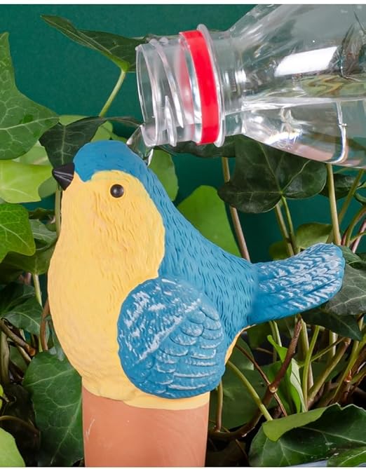 4 Pack Plant Watering Devices, Magpie Shape Terracotta Watering Spikes, Vacation Self Watering Planter Insert, Automatic Plant Waterer for Indoor Outdoor Plants (Smart Magpie)