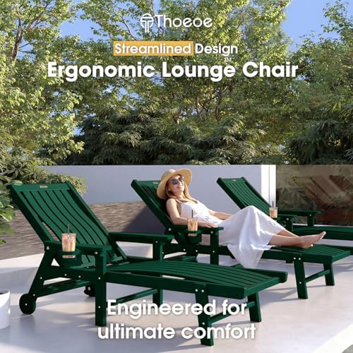 THOEOE Outdoor Chaise Lounge Chair, HDPE Pool Lounge Chair - Image 3