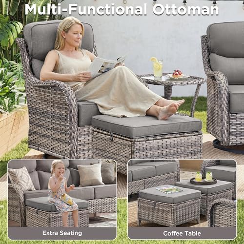 Luxury 4 Pieces Patio Furniture Set-Outdoor Swivel Rocker Patio Chairs - Image 6