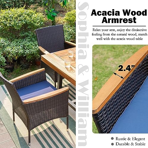 Sophia & William 7-Piece Patio Dining Set, Metal Table, PE Wicker Chairs - Image 2
