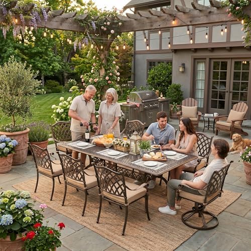 9-Pcs Cast Aluminum Patio Dining Set - Image 2