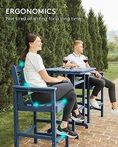 SERWALL 8 Pcs HDPE Bar Height Adirondack Chairs and Bar Table Set - Image 6