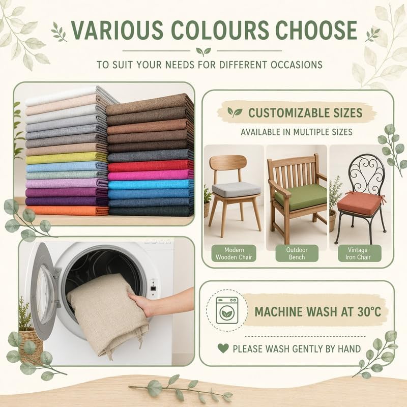 Bench Sofa Cushion 20x22in Linen Fabric - Image 6