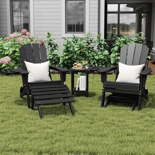 Folding Adirondack Ottoman Set of 4, HDPE Footrest - Image 7