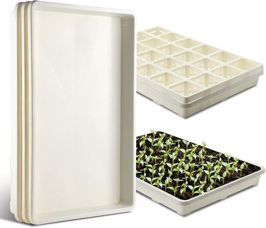 5 Pack Nursery Pot Tray, Carrying and Holding Plant Tray for Pot 24 Cell Carrying Holder Drainage Watering Plant Tray (White)