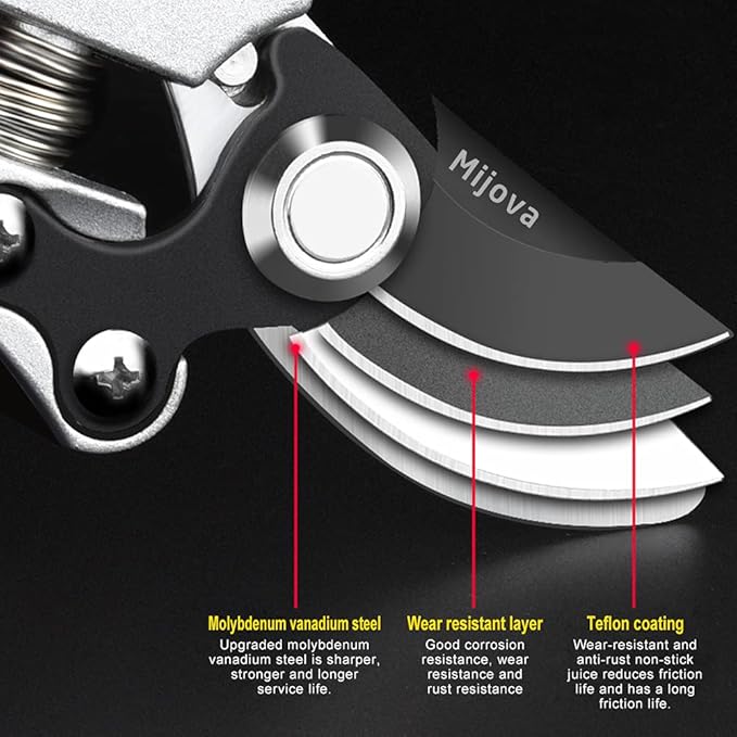 Garden Pruners, Heavy Duty Garden Clippers,Pruning Shears with Adjustable Thumb Lock,Hand Gardening Tools Pruners,Stainless Steel Sharp Gardening Scissors (MJ001)