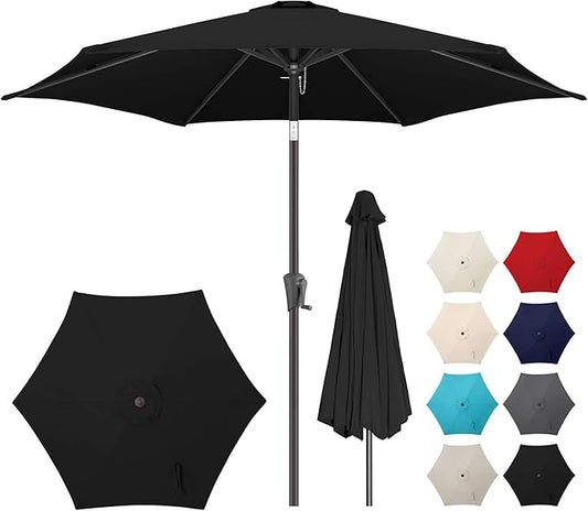 7.5" Outdoor Patio Umbrella - Table Umbrella Waterprool UV Protection, Sombrillas de Patio with Push Button Tilt&Crank, Sun Umbrella for Pool, Porch, Garden, Deck, Backyard(Black)