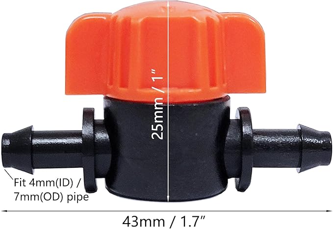 40pcs Drip Irrigation Barb Shut-Off Valve Barbed Ball Valve Tubing Coupling Valve OD Tube Drip Irrigation Systems for Gardens Farmland Greenhouse