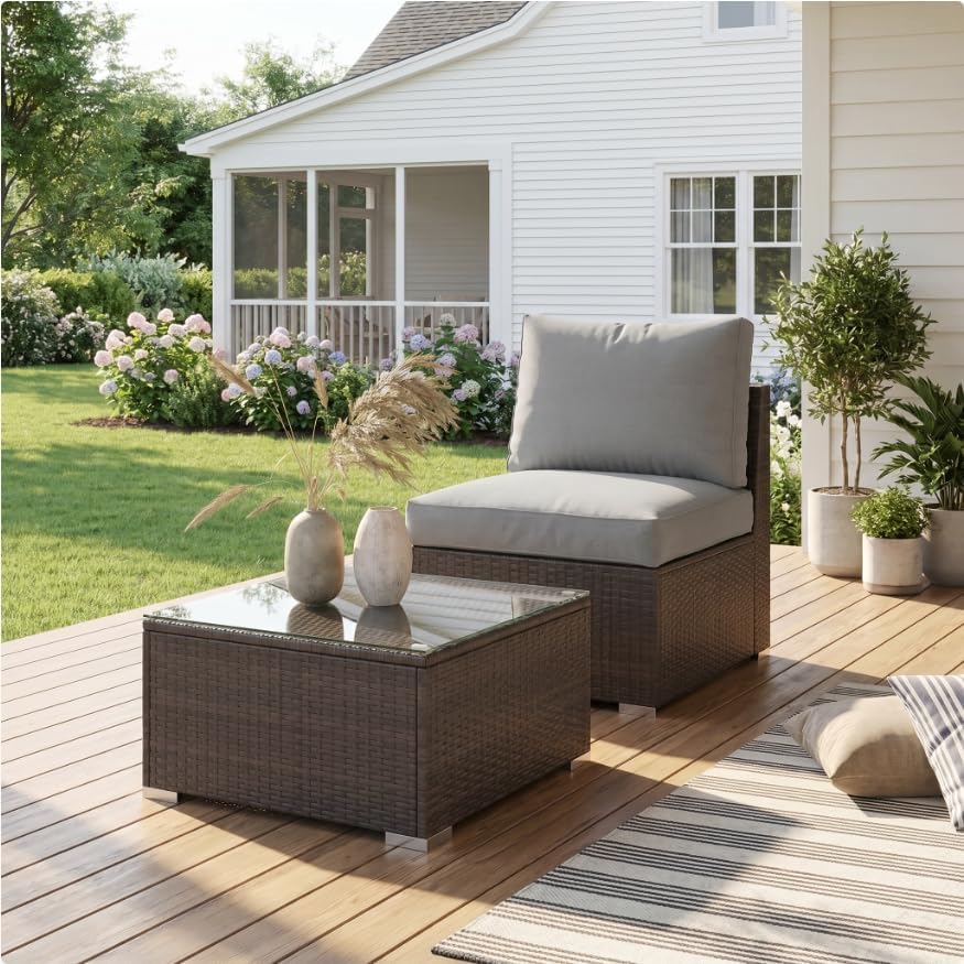 Wisteria Lane Outdoor Sofa, 2 Pieces Wicker Patio Furniture Set - Image 6