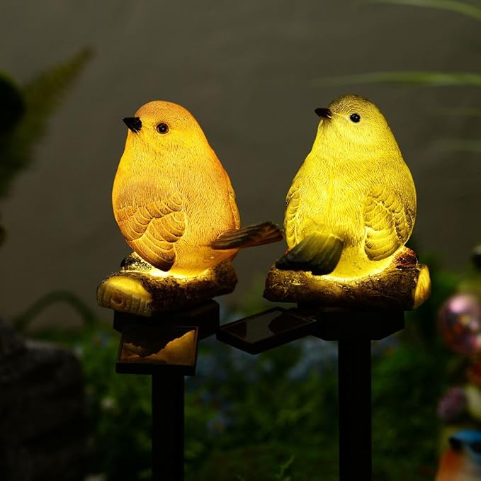 Garden Bird Figurine Solar Stake Lights Outdoors Decorative Yard Solar Waterproof Light Garden Decor Outside Solar Decorations Color Warm Tone Solar Lights Gifts for Women, Green, RJ-23116
