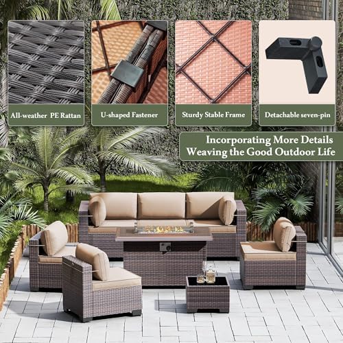 10 Pieces Outdoor Patio Furniture Set, Outdoor Sectional Furniture - Image 4