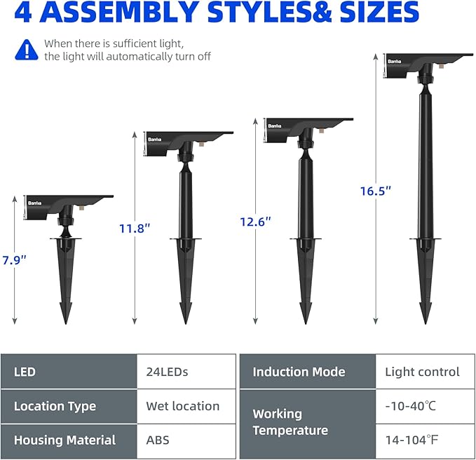Barrina Solar Spot Lights Outdoor, 2-in-1 6500K & 2700K,360° Adjustable,3 Lighting Modes Solar Lights Waterproof, Auto On/Off 36 LEDs Landscape Spotlights for Garden Patio Yard Pool, 2 Packs
