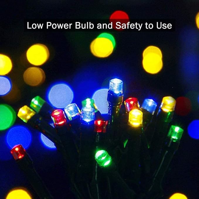 weillsnow 66 FT 200 LED Christmas Lights, Plug in Connectable Green Wire Fairy Lights with 8 Twinkle Modes, Outdoor Waterproof Christmas Lights for Garden Patio Wedding Decorations (Multicolored)
