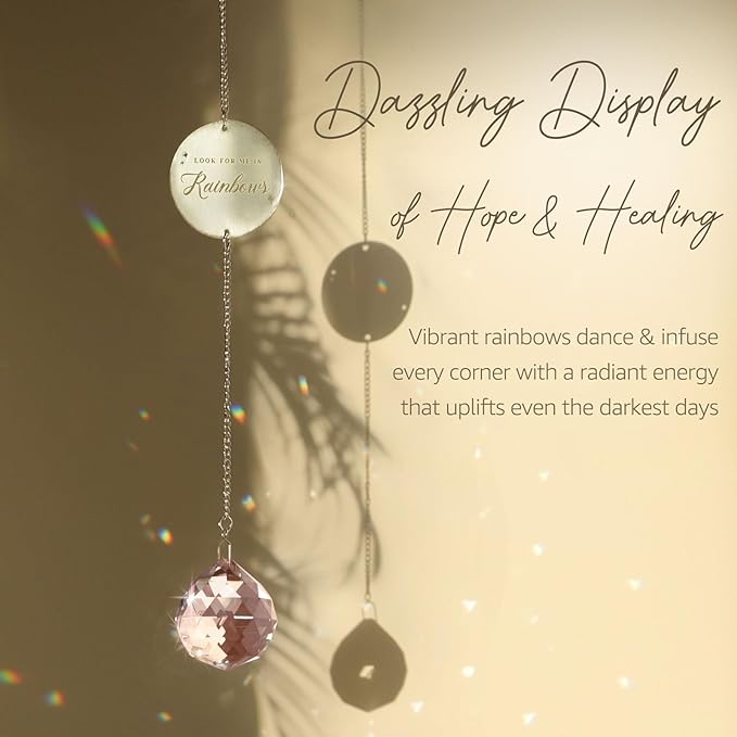 Memorial Gifts for Loss of Loved One, Unique Sympathy Idea, Pink Crystal Ball Grief Suncatcher, Rainbow Bereavement Box for Mom Dad Husband Son Daughter