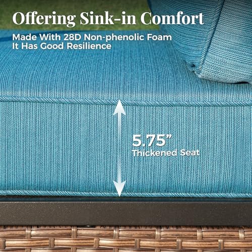 Steel Patio Sectional Furniture Set, Deep Seating, Peacock Blue - Image 3