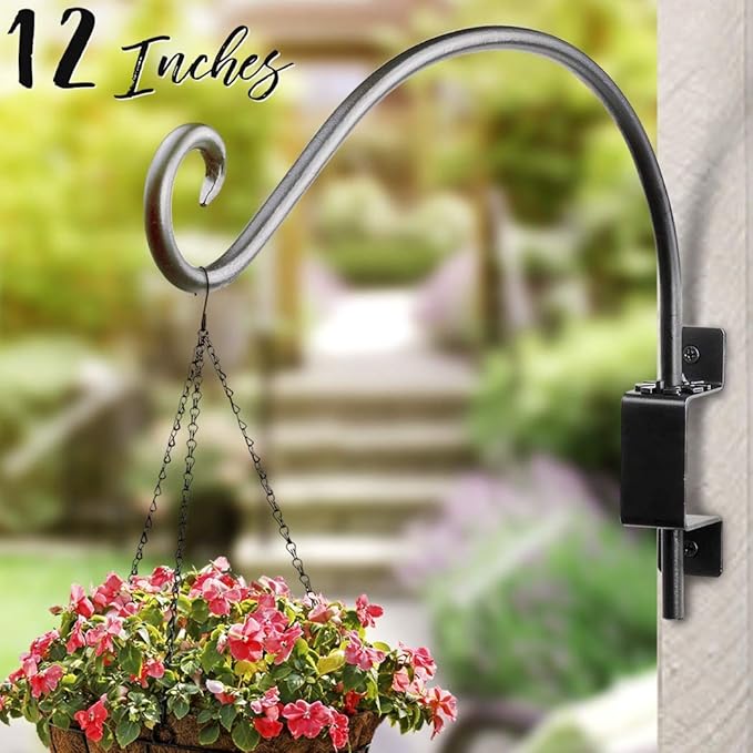 AJART Bird Feeder Hangers Outdoor: 12-Inch Swivel Hanging Plant Bracket for Indoor Wall Mount - Swivel Plant Hook for Flower Basket