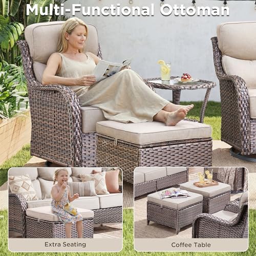 Luxury 5 Pieces Patio Furniture Set-Outdoor Swivel Rocker Patio Chairs - Image 5